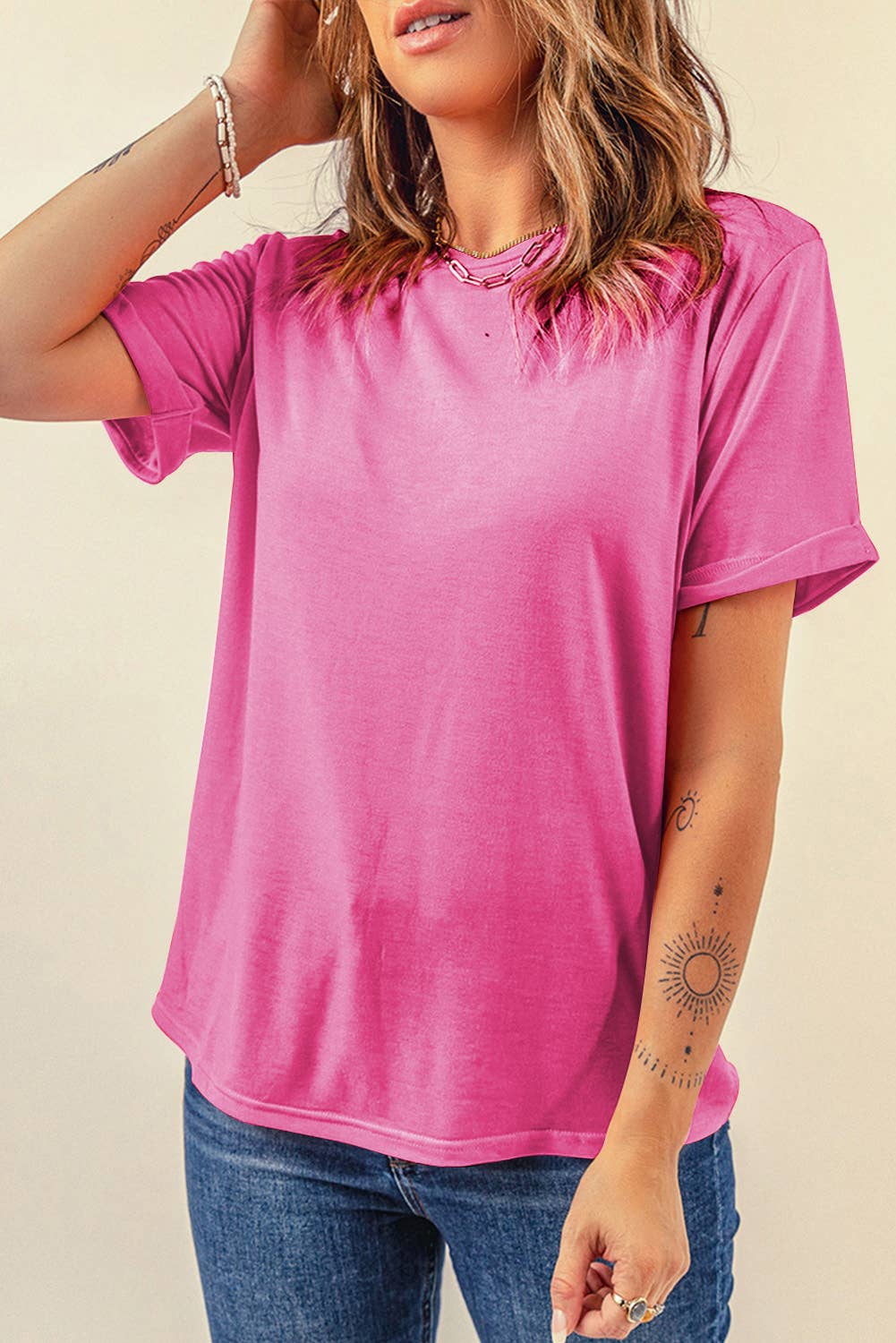 Little Daisy Closet - LDC Casual Plain Crew Neck Tee