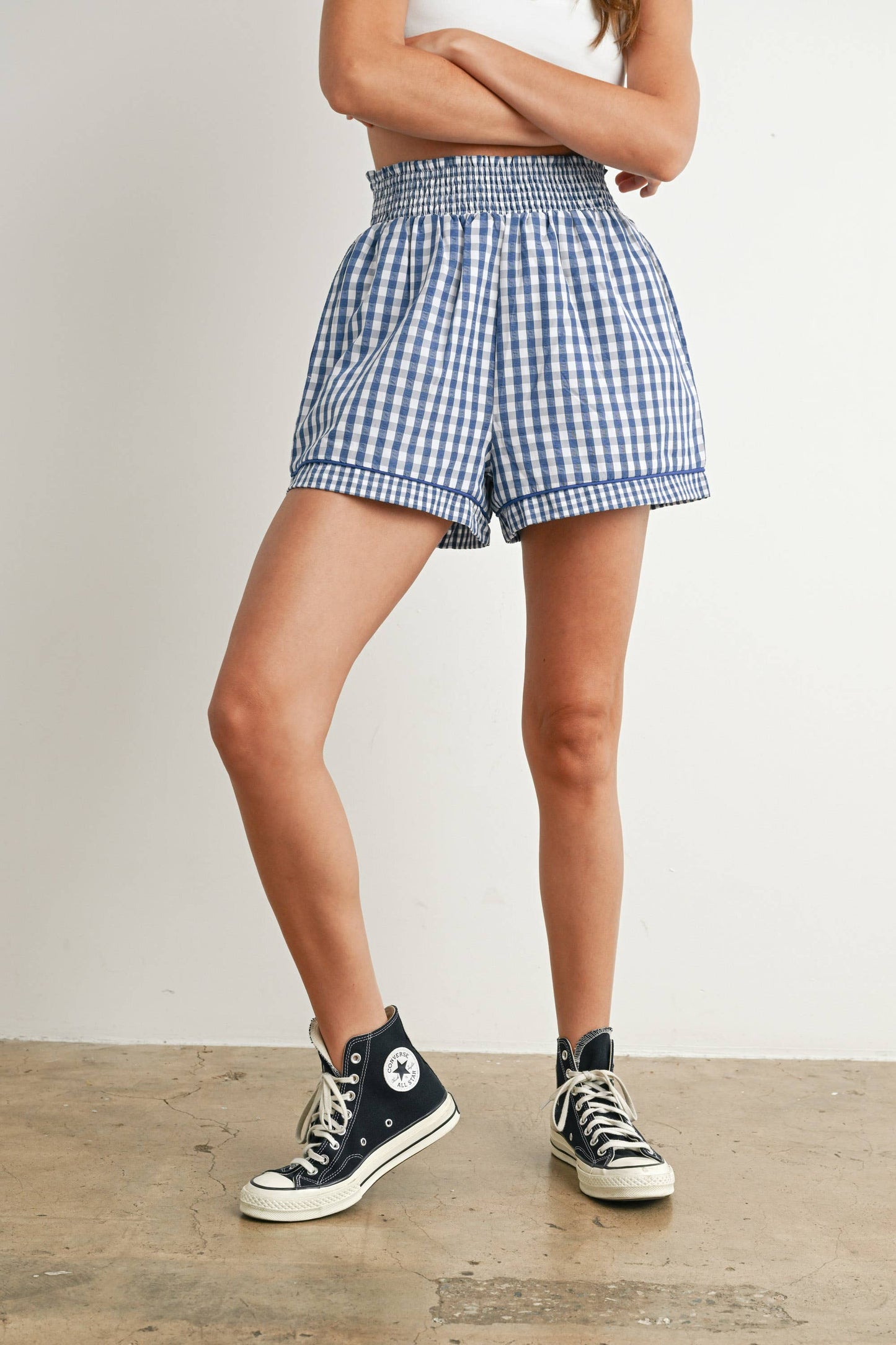 BUTTERMELON - Garterized Gingham Shorts - BMP7658