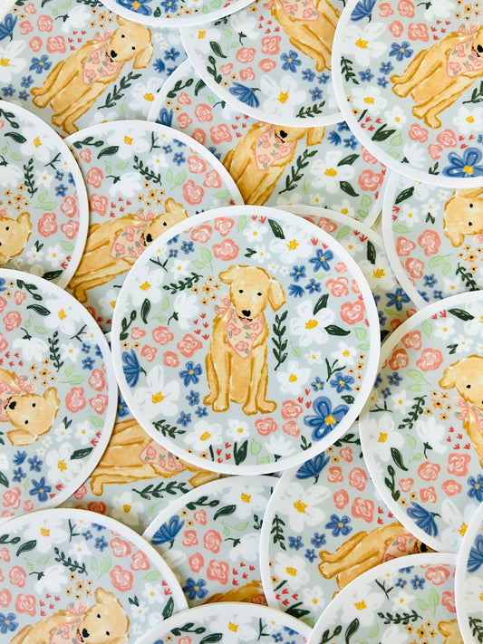 Makerie Day - Golden Retriever Floral Sticker