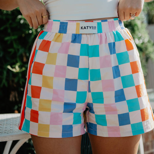 Katydid - Multicolored Checker Boxers with Patterns