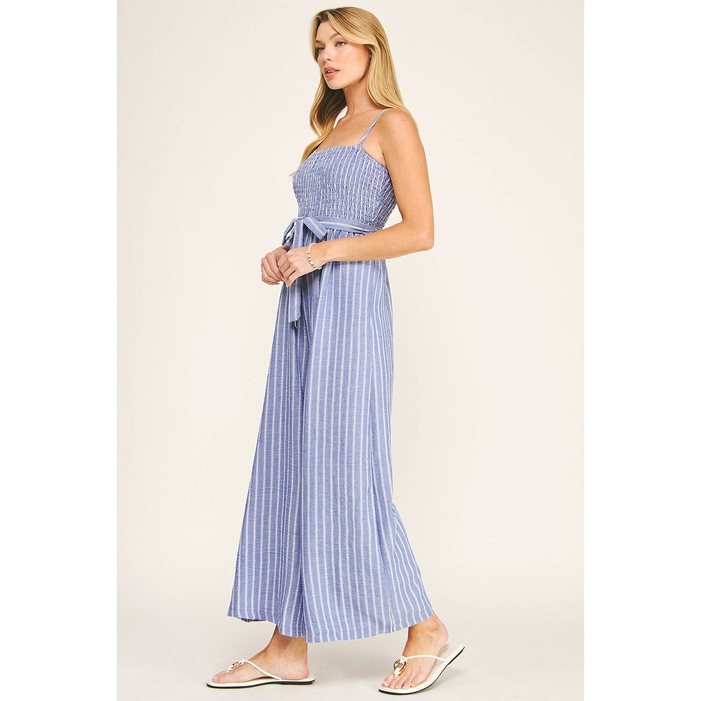 Winslow Collection - COASTAL STRIPE SMOCKED WIDE LEG JUMPSUIT