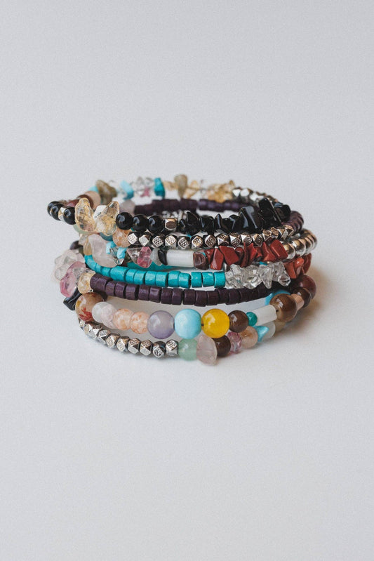 Three Bird Nest - Velvet Sky Bracelet Set - Blue Multi