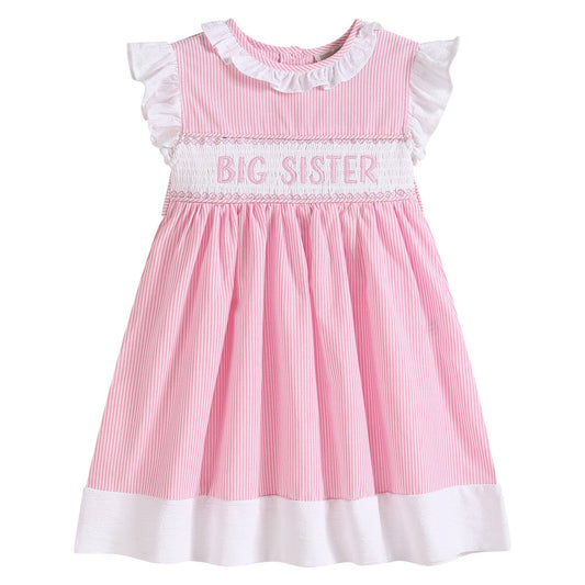 Lil Cactus - Pink Striped Big Sister Smocked Dress