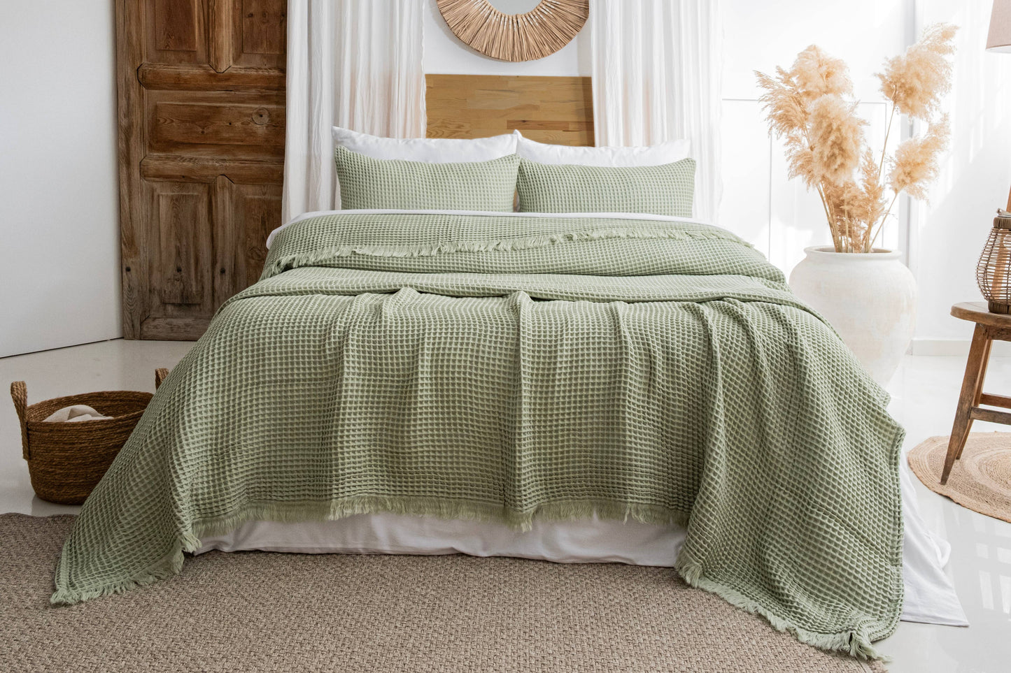 Naturloom - GOTS Certified Organic Cotton Waffle Blanket, Turkish Cotton Bedspread