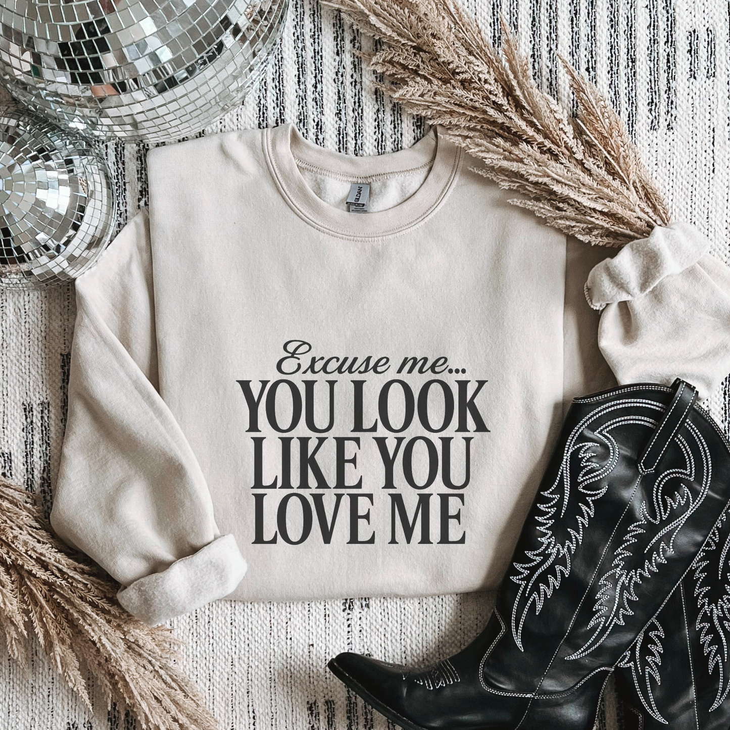 Trendznmore - Excuse Me Country Block Letter Crewneck Sweatshirt