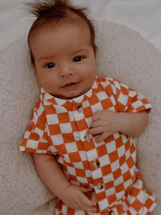 SIIX Collection - Tangerine Checkerboard / Organic Finley Set (Baby - Kids)