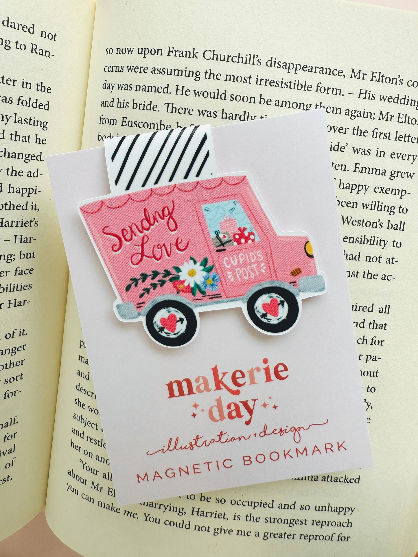 Makerie Day - Valentine's Day Cupid's Postal Truck Magnetic Bookmark
