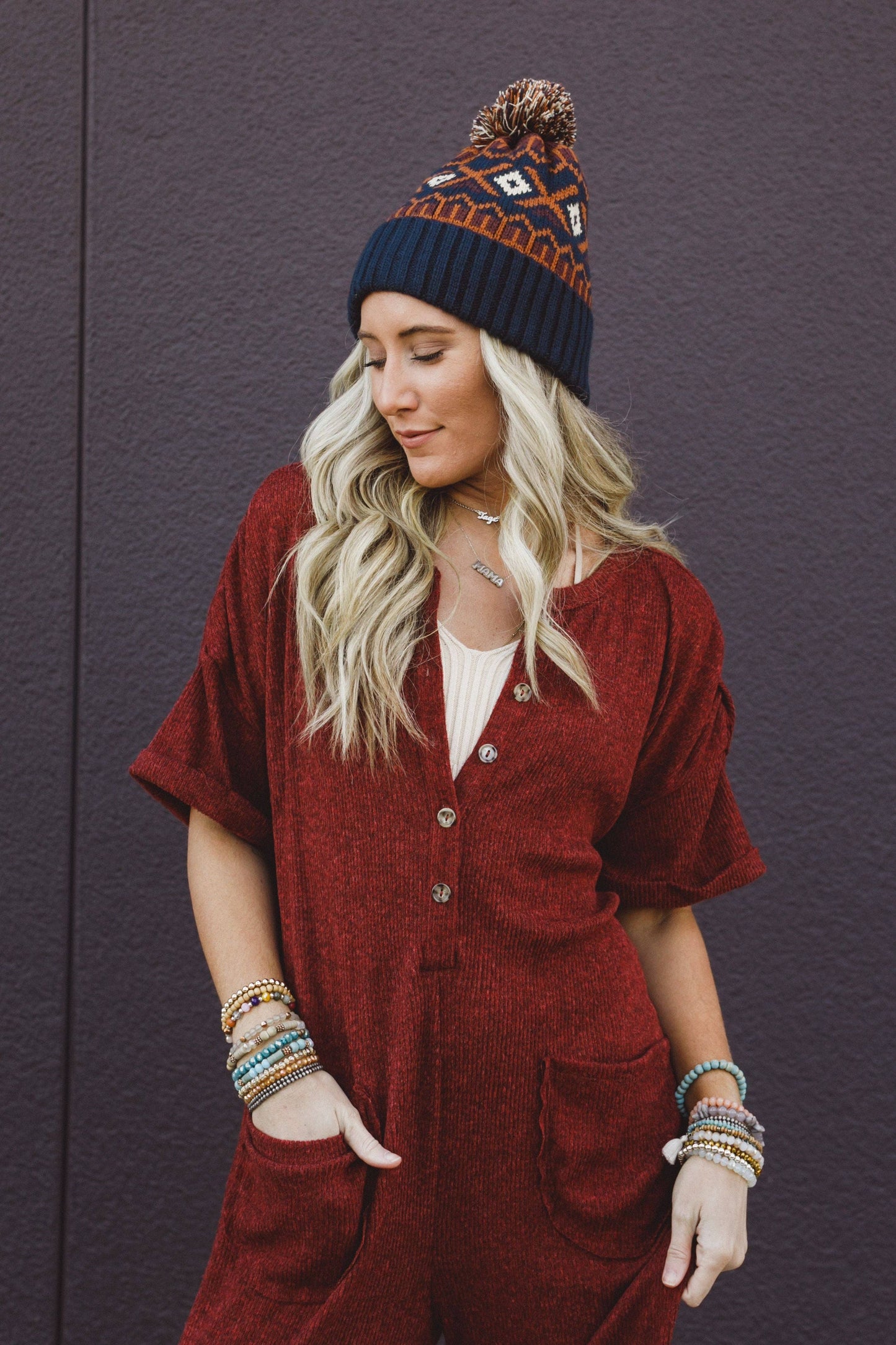 Three Bird Nest - Nili Pom Beanie - Camel Multi