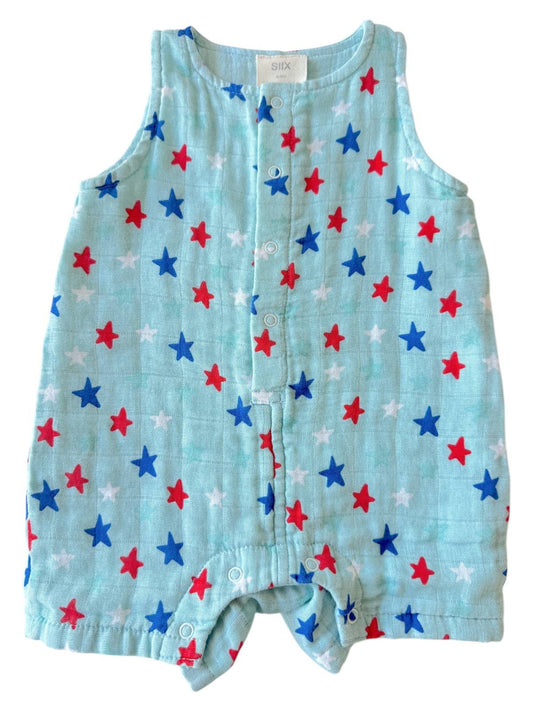 SIIX Collection - Splendid Stars Blue / Muslin Shortie Romper