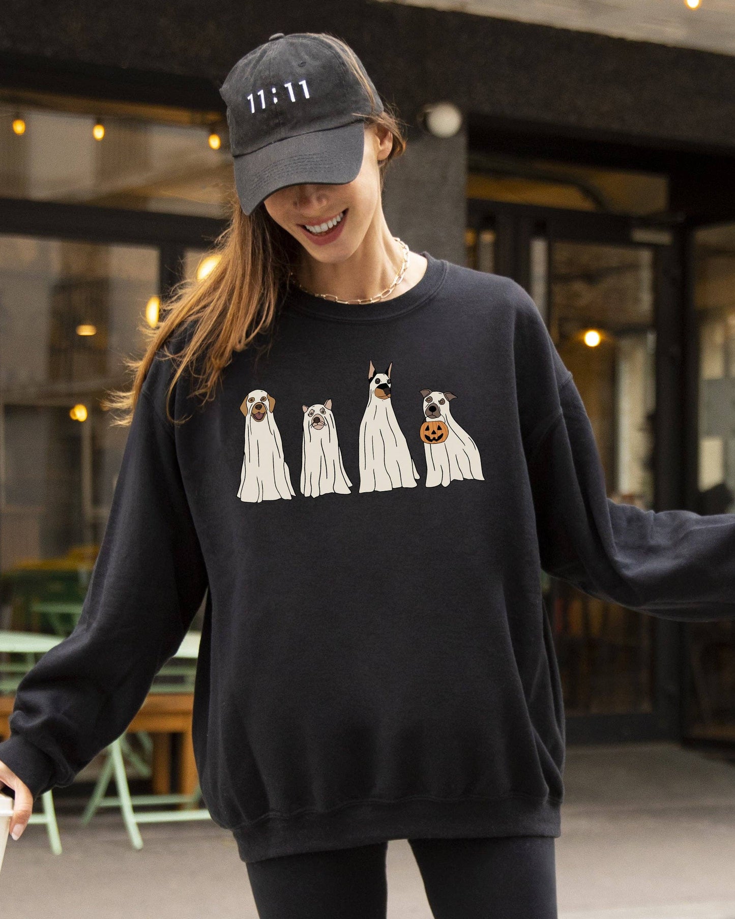 Refinery Number One LLC - Spooky Ghost Dogs, Bathroom, Aesthetic Halloween Sweatshirt