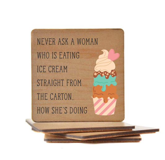 Driftless Studios - Never Ask A Woman Funny Drink Coasters - Coasters Gift