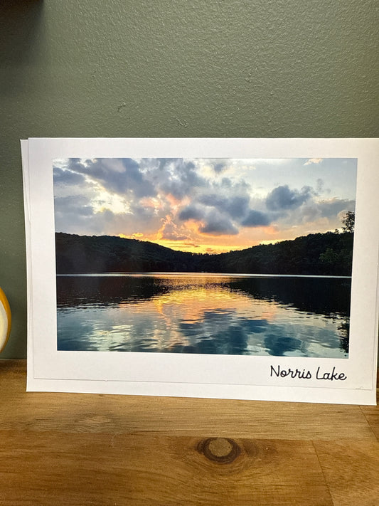 Norris Lake blue sunset photo card