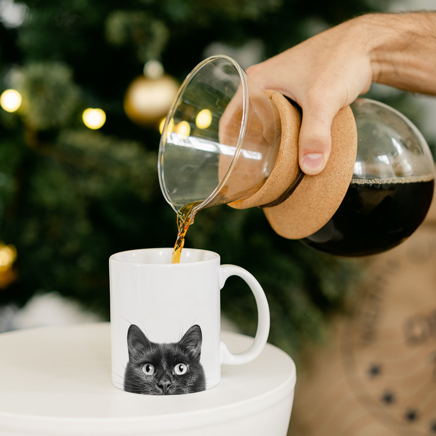 Perkie Prints - Peeking Cat 3 (Black) Mug
