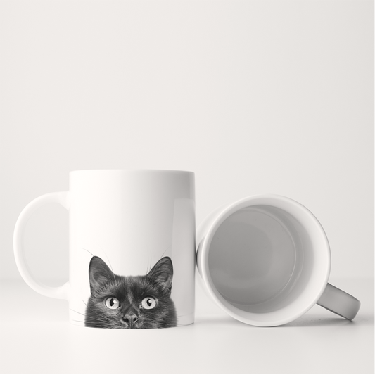 Perkie Prints - Peeking Cat 3 (Black) Mug