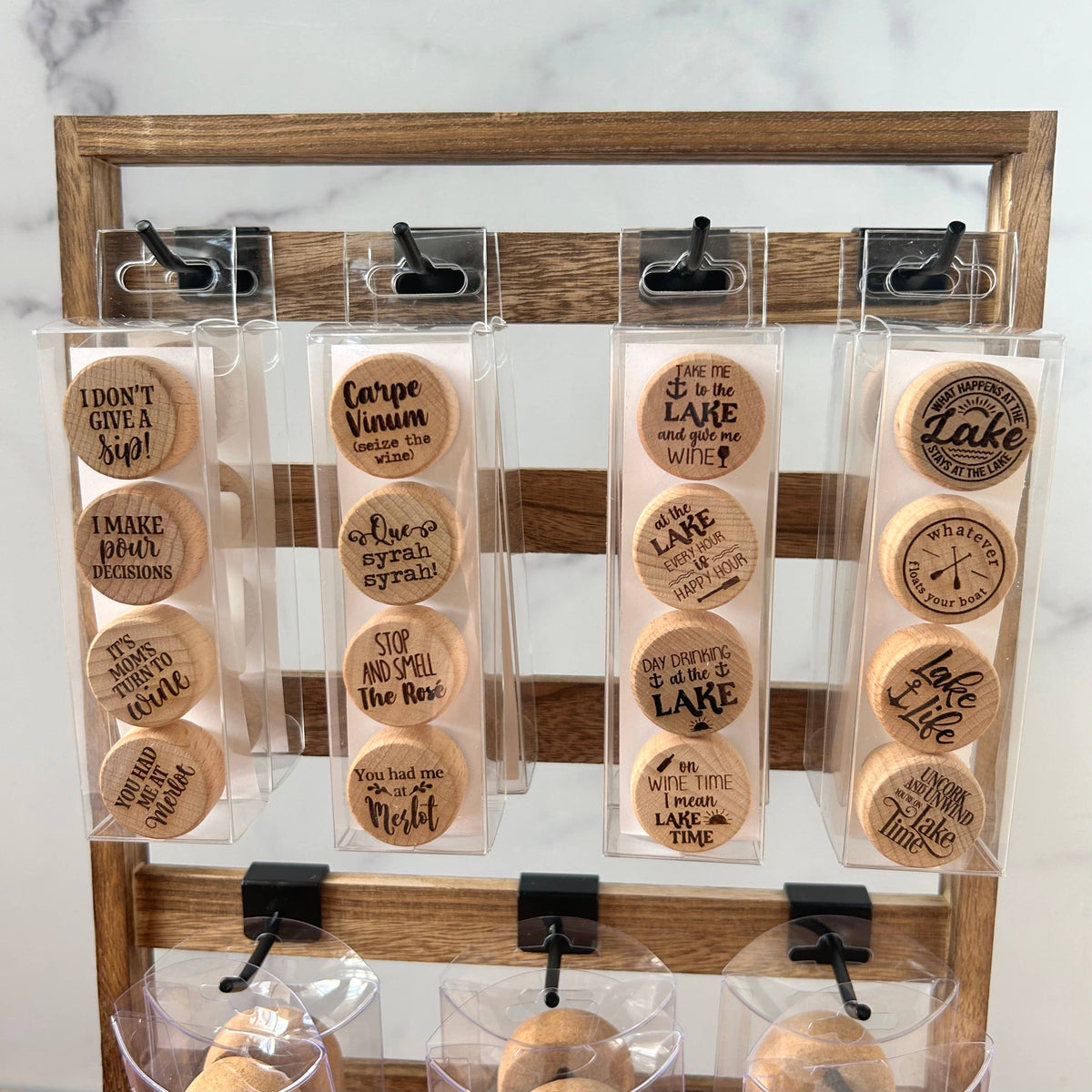 The Lillie Pad - Engraved Lake Wine Bottle Stoppers - Pack of 4 Toppers