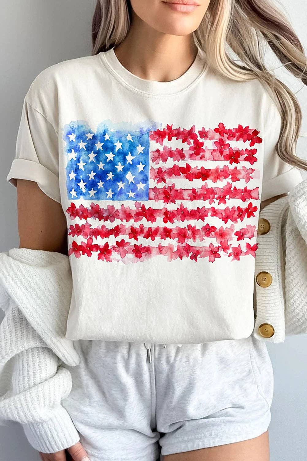 Lovesoft - White Flag Graphic Crew Neck Tee