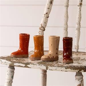 Audrey's Home & Gift - Mini Ceramic Boot Vases, Earthy Tones (Pk/04 Ast)