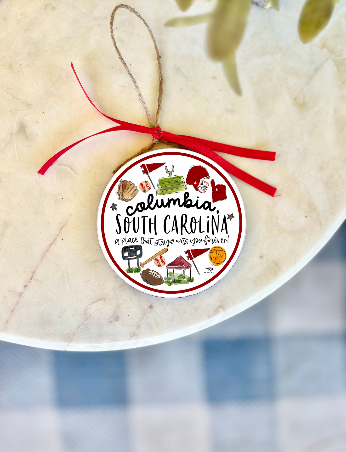 Happy By Rachel, LLC - Multi Sport Columbia, SC College Town Ornament