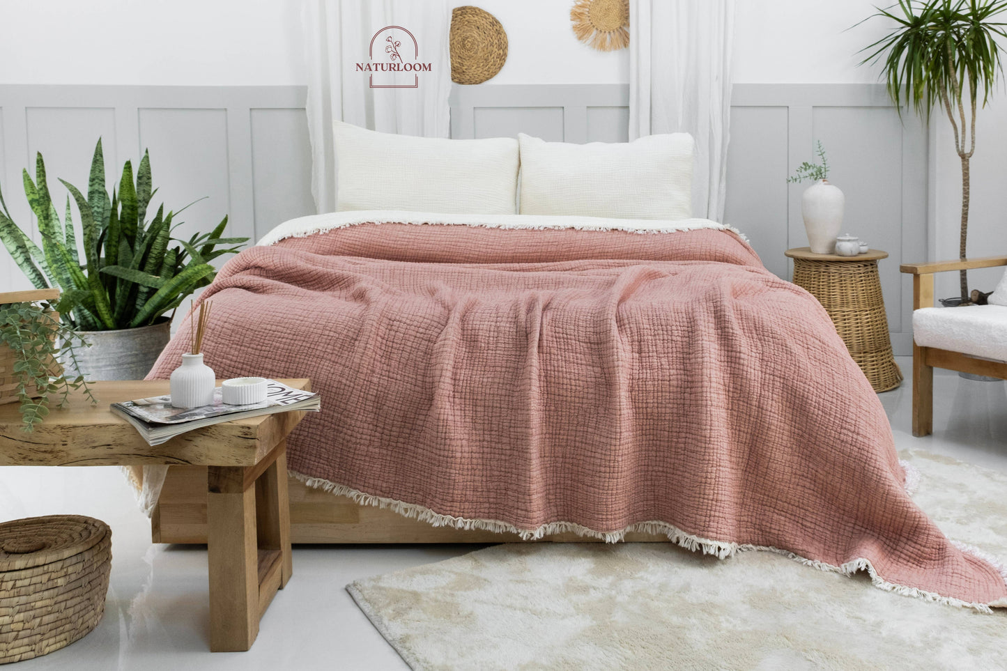 Naturloom - 6 Layer Organic GOTS Certified Muslin Quilt - Natural Comfort, Breathable & Cozy Year Round