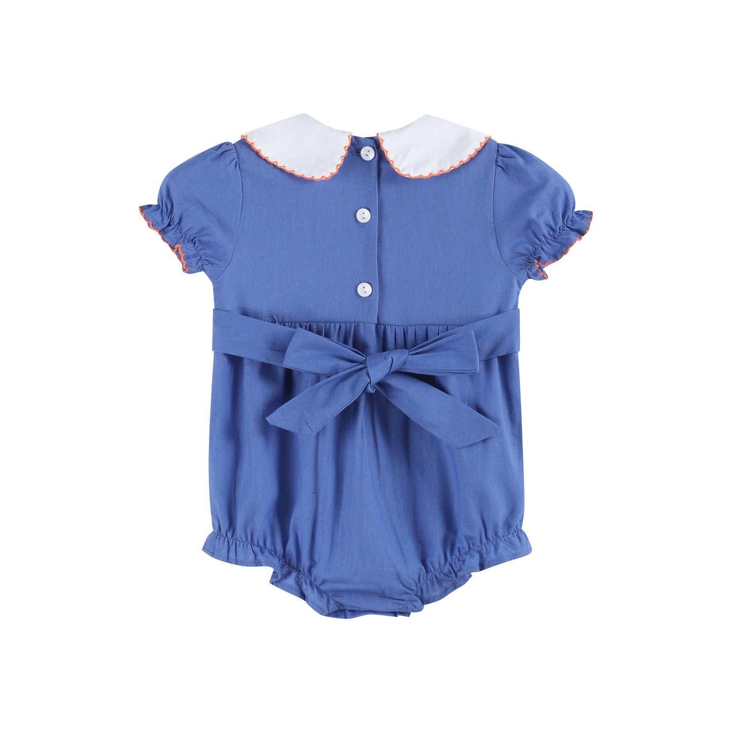Lil Cactus - Blue Pumpkin Sunflower Smocked Collared Romper