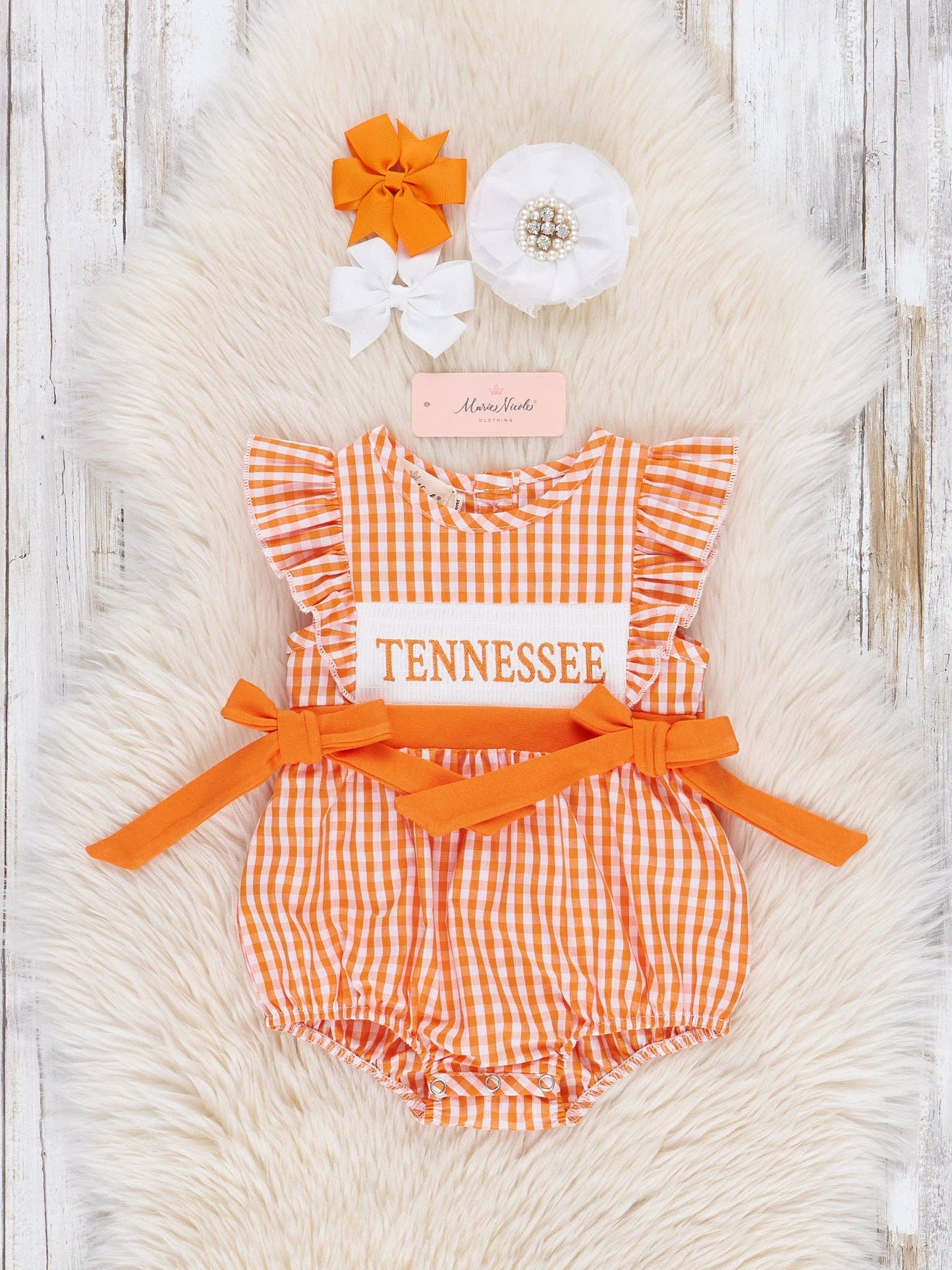 Marie Nicole Clothing - Tennessee Smocked Gingham Bubble Romper