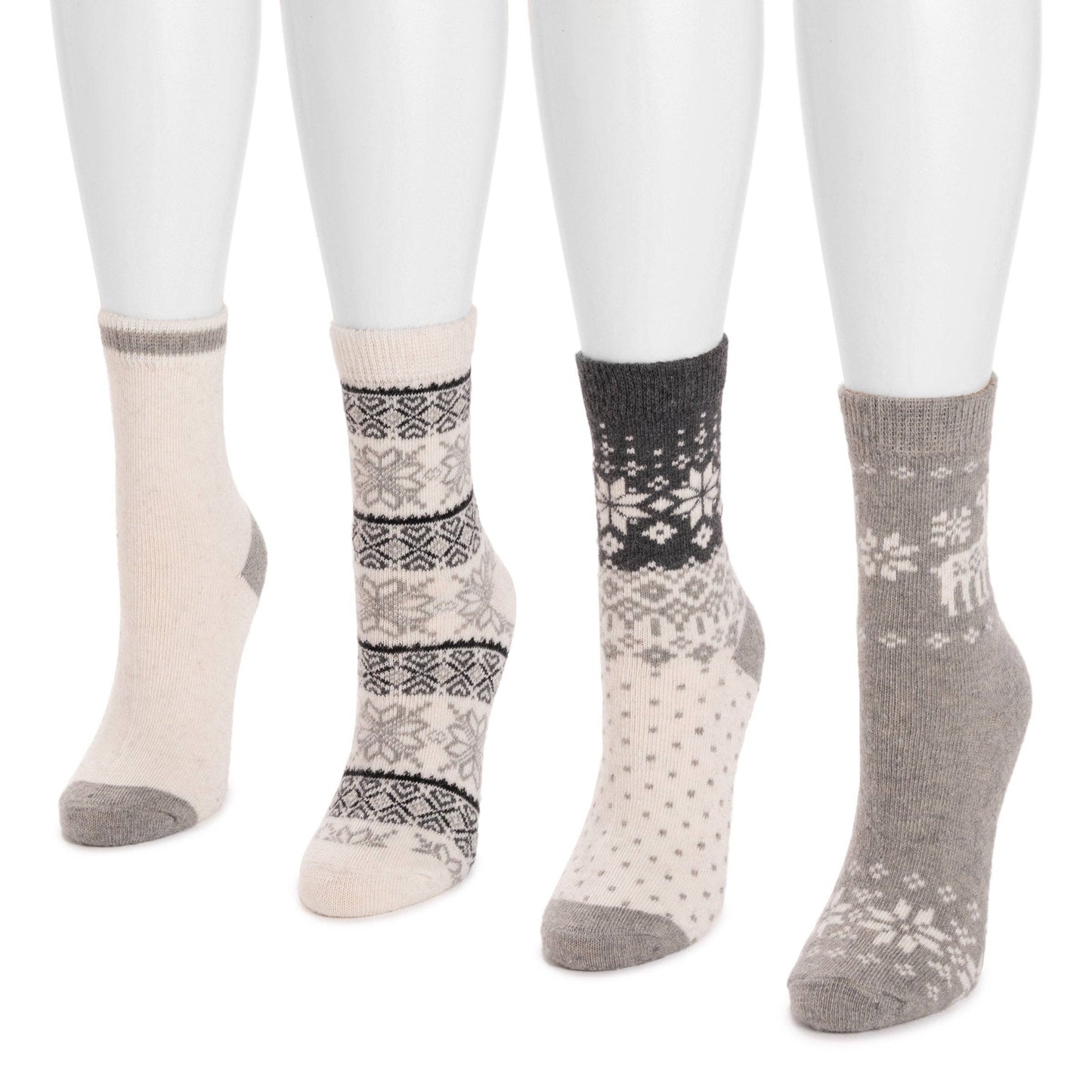 Muk Luks - MUK LUKS Women's 4 Pair Pack Patterned Crew Boot Socks