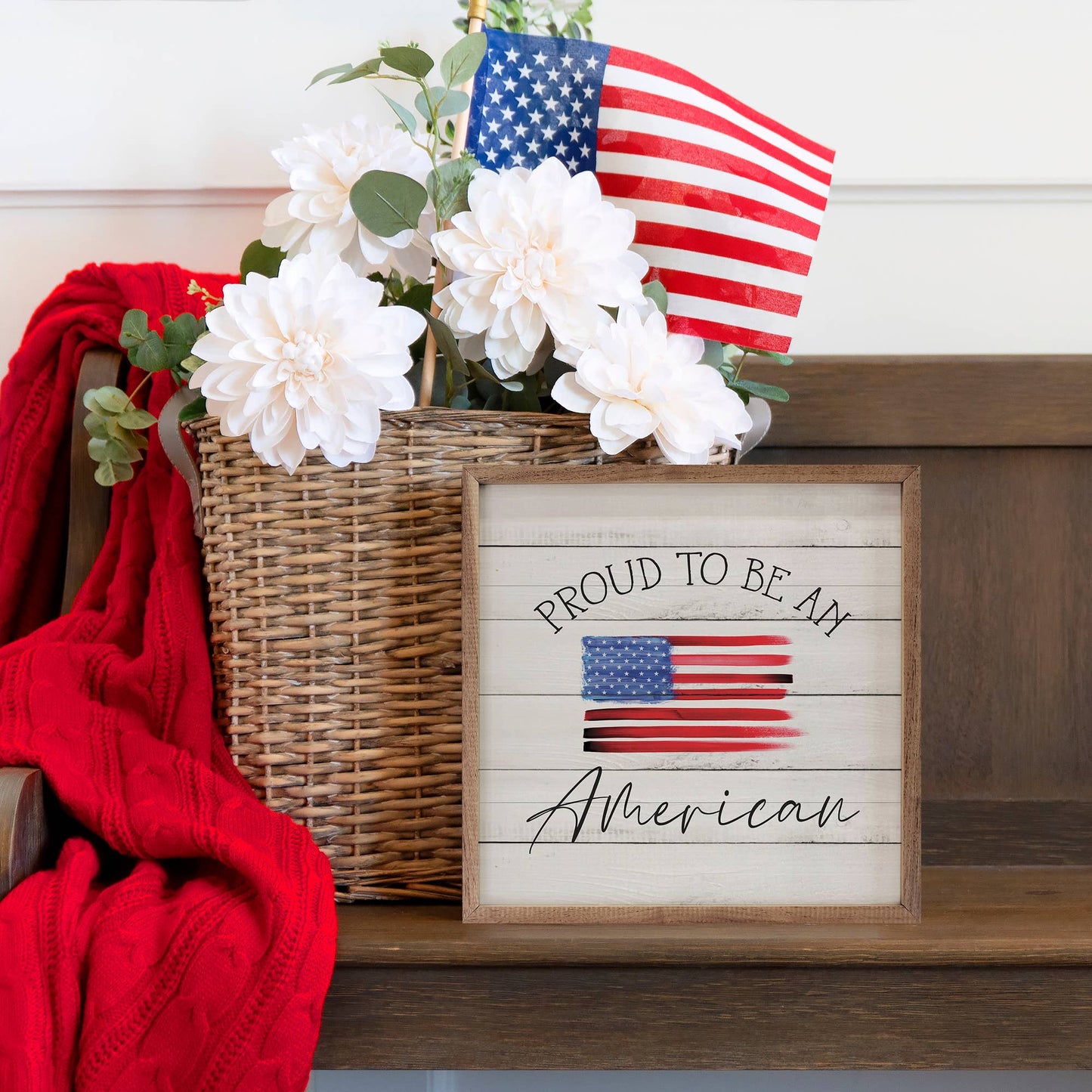 Kendrick Home - Proud To Be An American Flag Whitewash