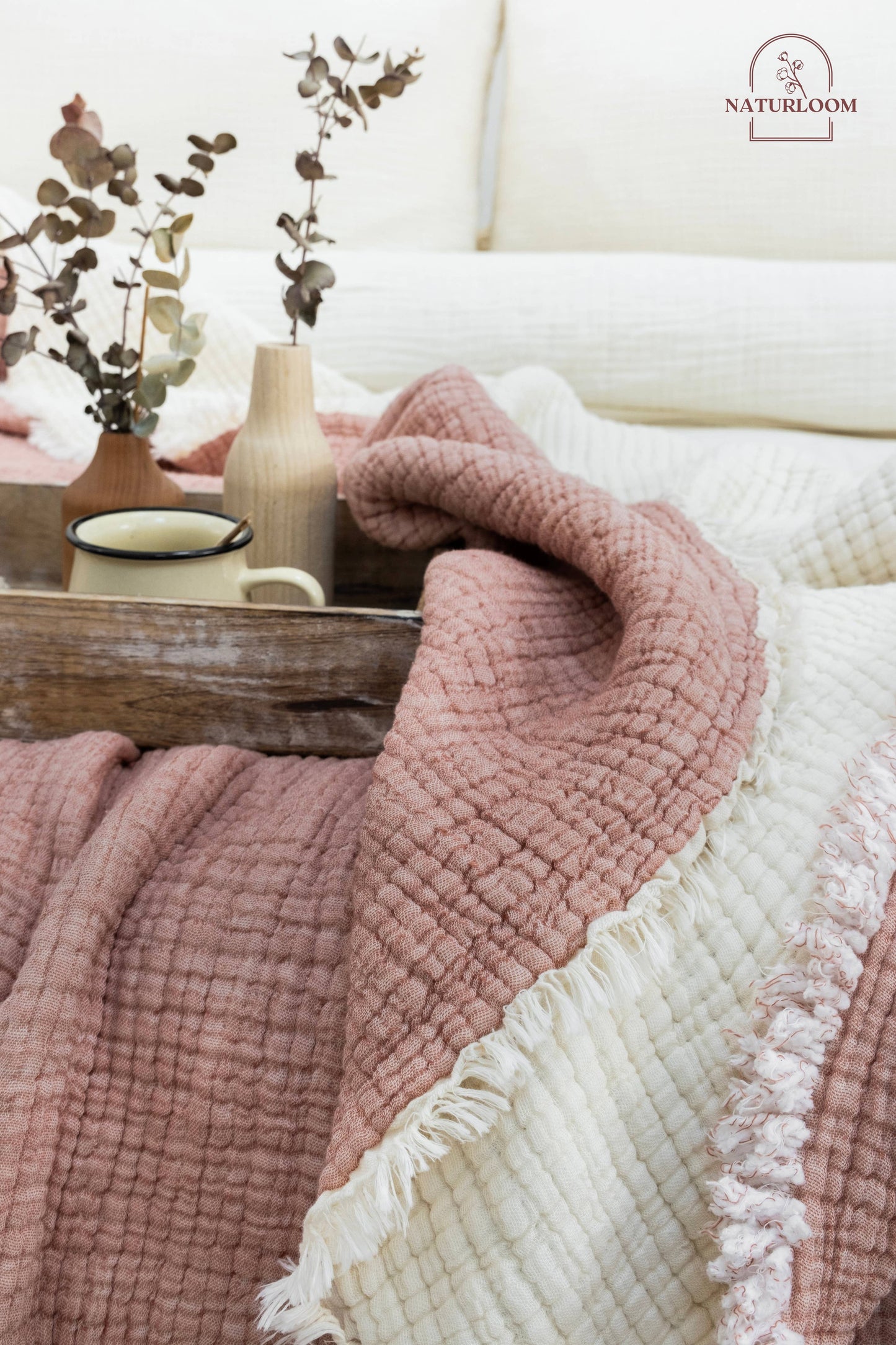 Naturloom - 6 Layer Organic GOTS Certified Muslin Quilt - Natural Comfort, Breathable & Cozy Year Round