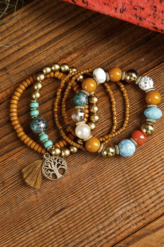 1 the Woman - 5pcs Boho Beaded Turquoise Bracelets Set