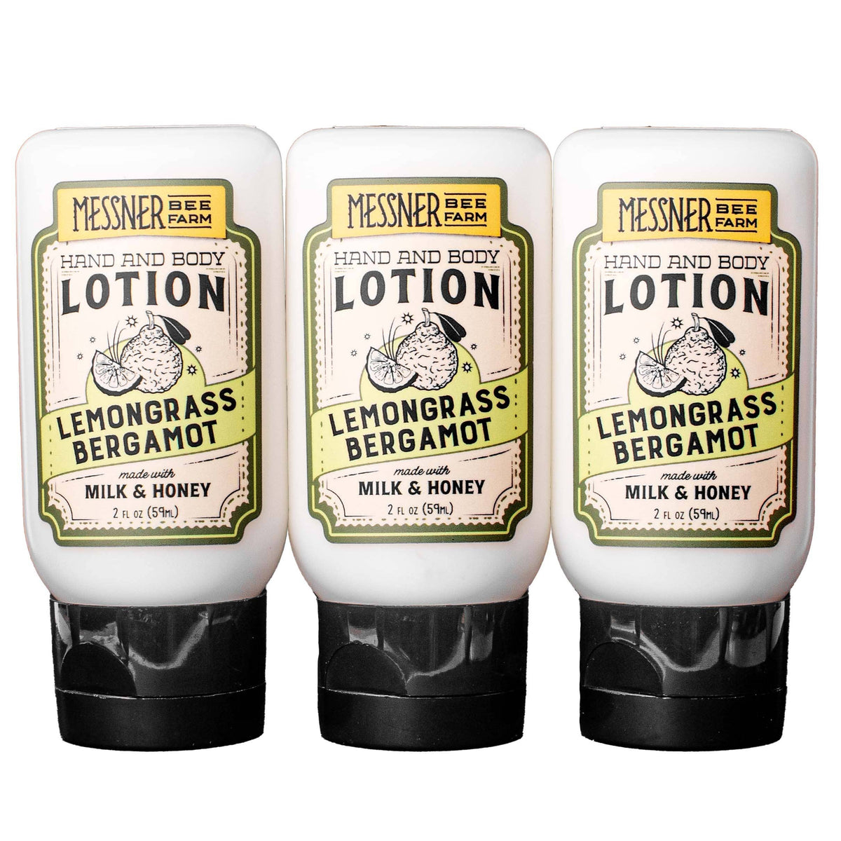 Messner Bee Farm - Lemongrass Bergamot - Milk and Honey Lotion - 2oz. Travel
