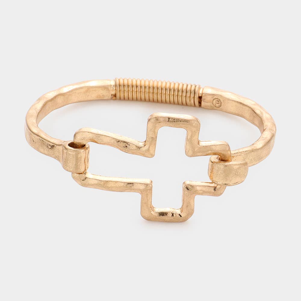 Sensibling Corp. - Hammered Open Metal Cross Hook Bracelet