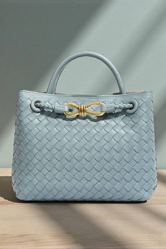 Nash Grey - Katy Soft Blue Woven Faux Leather Bag