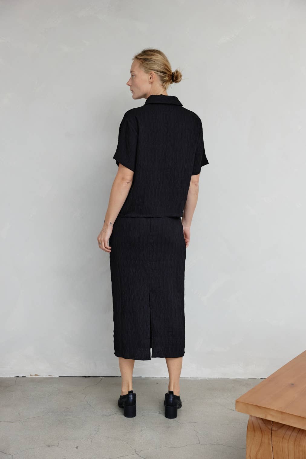 MOD REF - The Miranda Skirt | Textured Midi Skirt with Back Slit