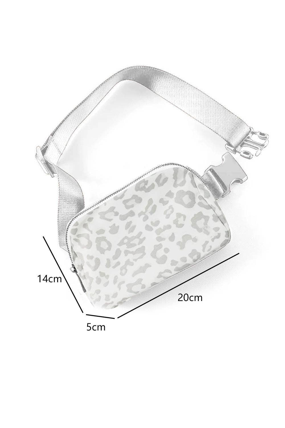Lovesoft - White Leopard Print Buckle Canvas Chest Bag 20*5*14cm