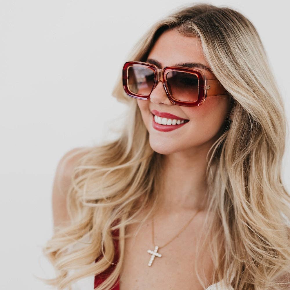 Pretty Simple - Nicolette Retro Oversized Square Sunglasses Wholesale
