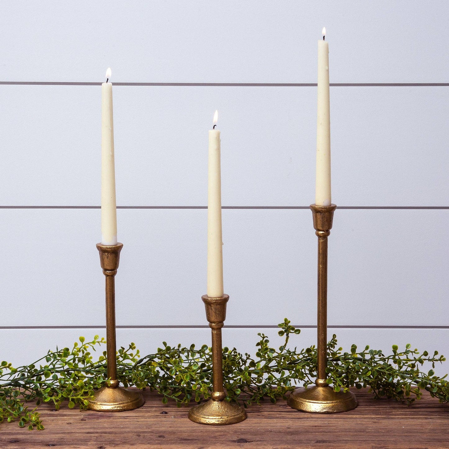 Audrey's Home & Gift - Antique Gold Iron Candlesticks (Set Of 03)