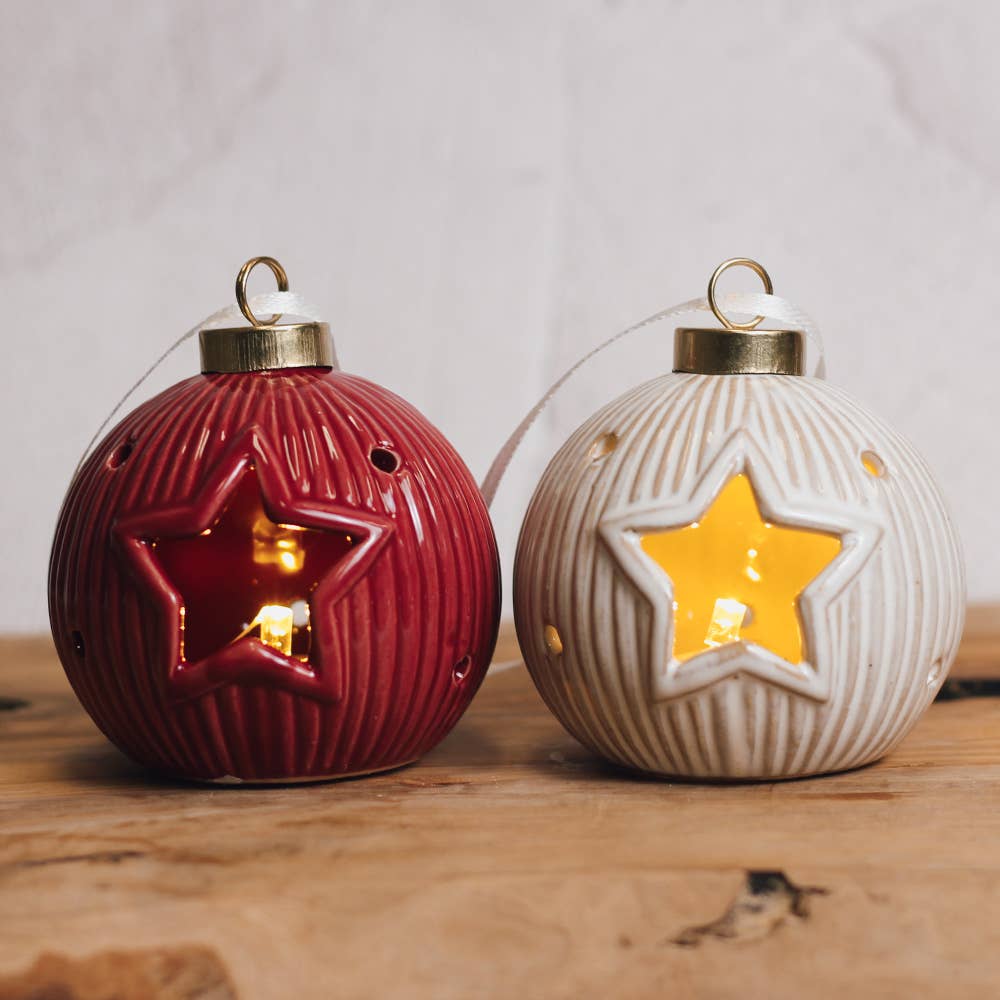 A Cheerful Giver - Star Red Ornament with LED Light — Christmas, Holiday Ornaments
