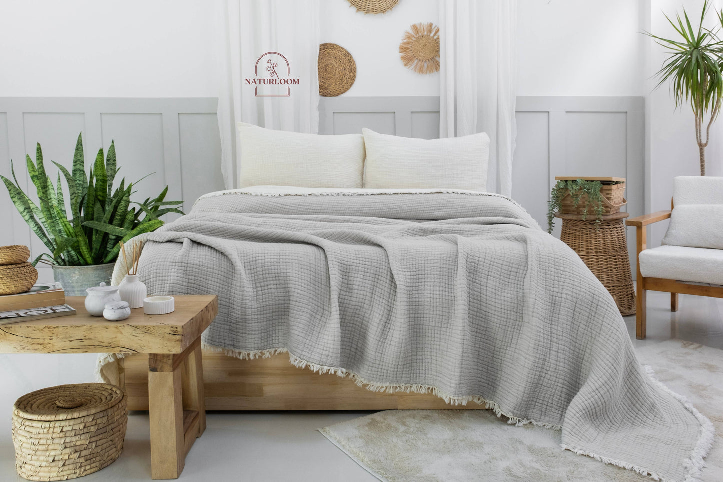 Naturloom - 6 Layer Organic GOTS Certified Muslin Quilt - Natural Comfort, Breathable & Cozy Year Round