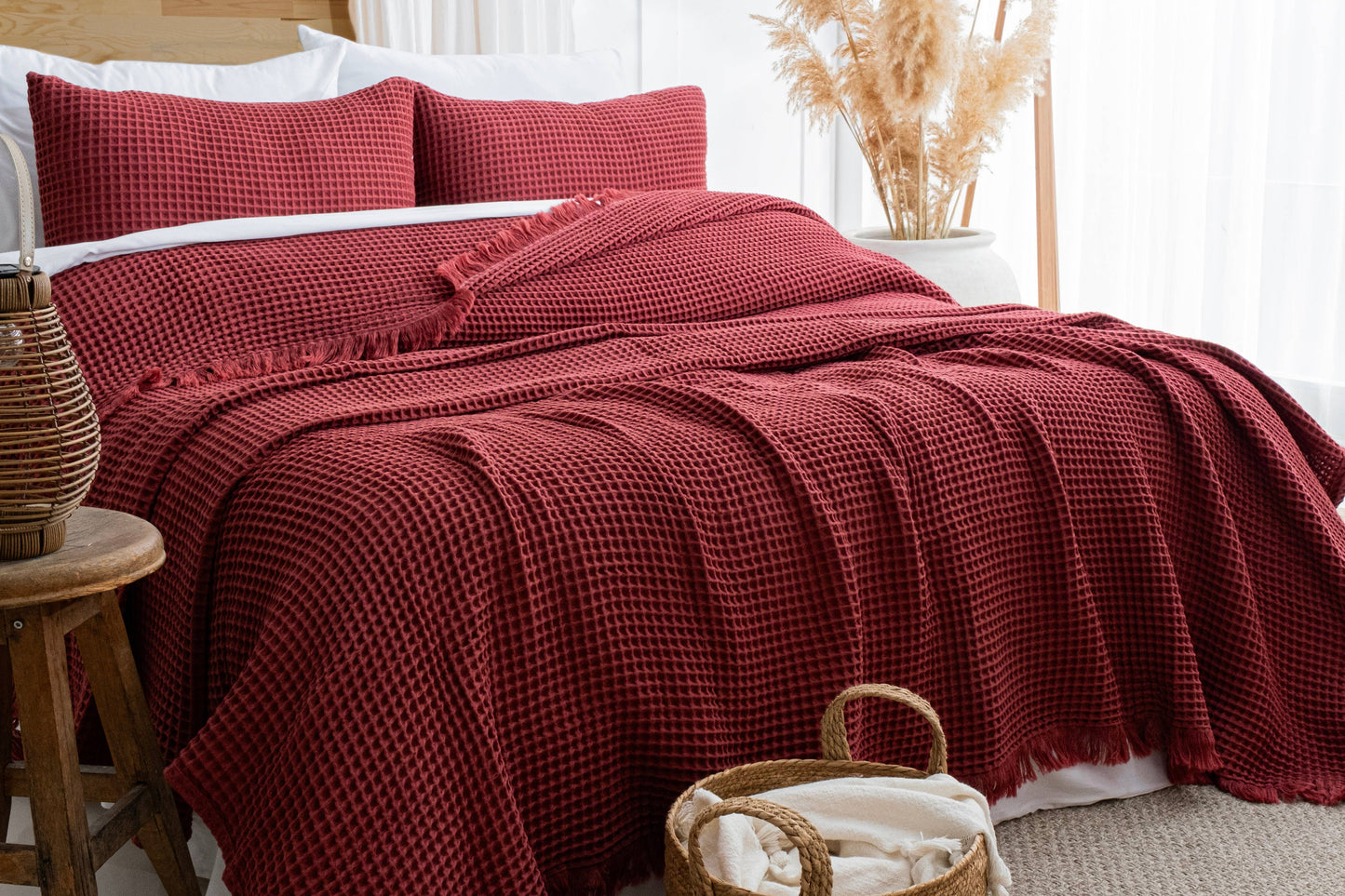 Naturloom - GOTS Certified Organic Cotton Waffle Blanket, Turkish Cotton Bedspread