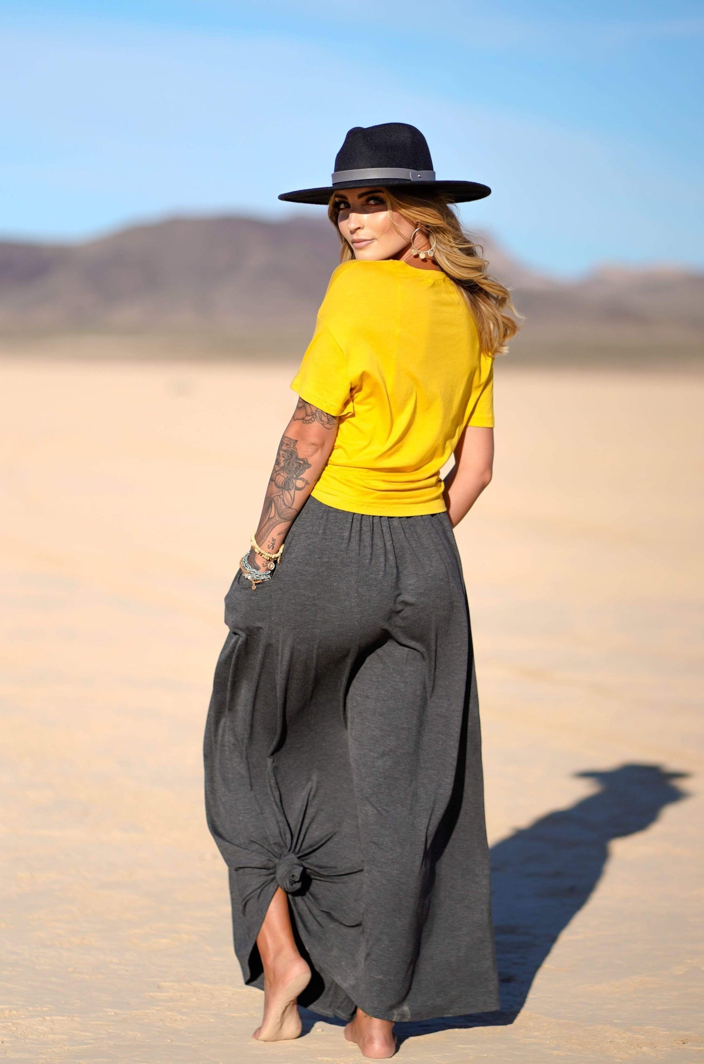 Three Bird Nest - The Perfect Pocketed Maxi Skirt - Charcoal