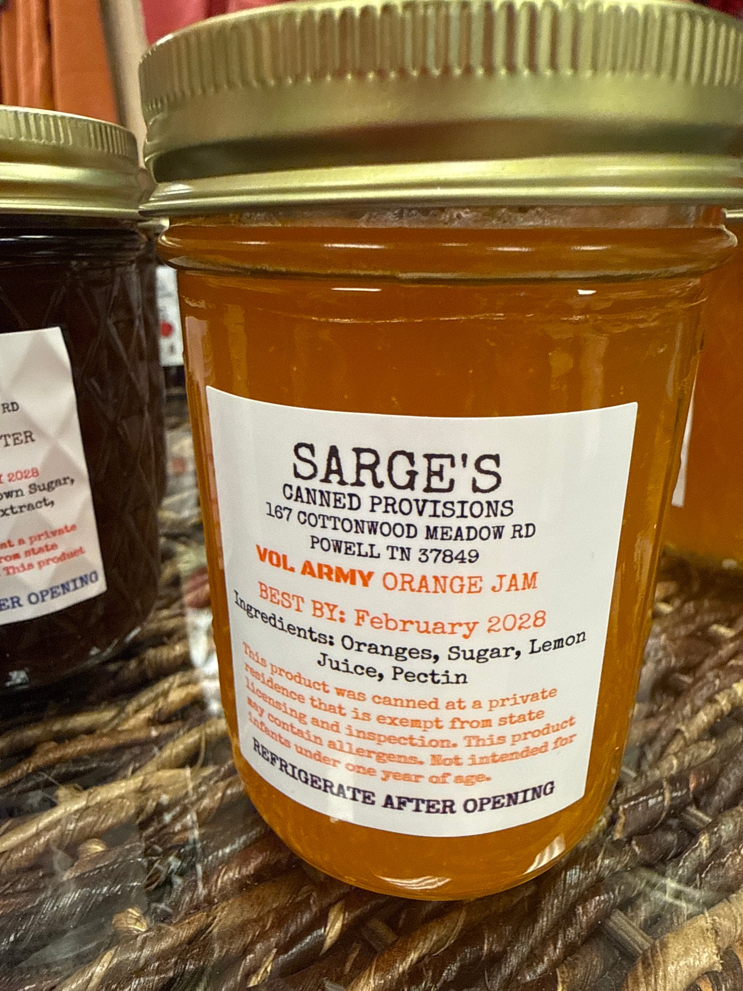 Sarge’s jelly, jam, hot honey and apple butter