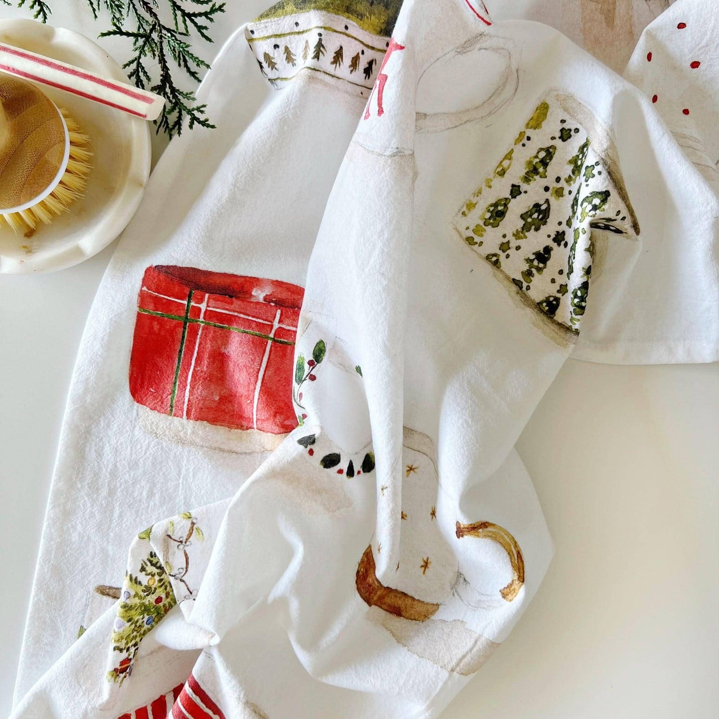 emily lex studio - Christmas mugs cotton flour sack tea towel