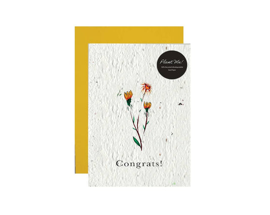 Artsy Em - Congrats! Wildflower Seed Paper Greeting Card