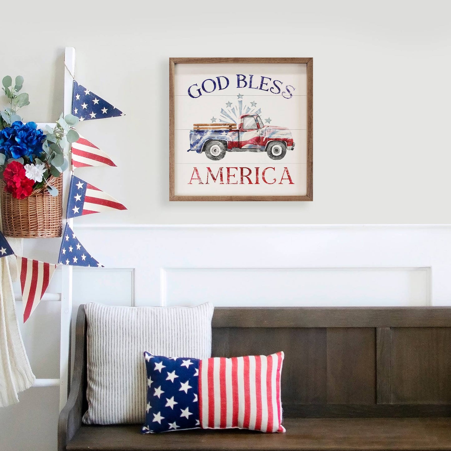 Kendrick Home - God Bless America Flag Truck White