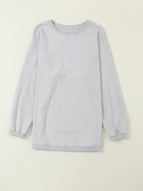 Lovesoft - Orange Long Sleeve Ribbed Corded Oversized Sweatshirt