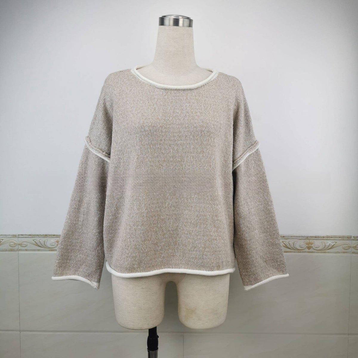 NINEXIS - CWOSWL1043_Casual Crew Neck Pullover Long Sleeve Sweater