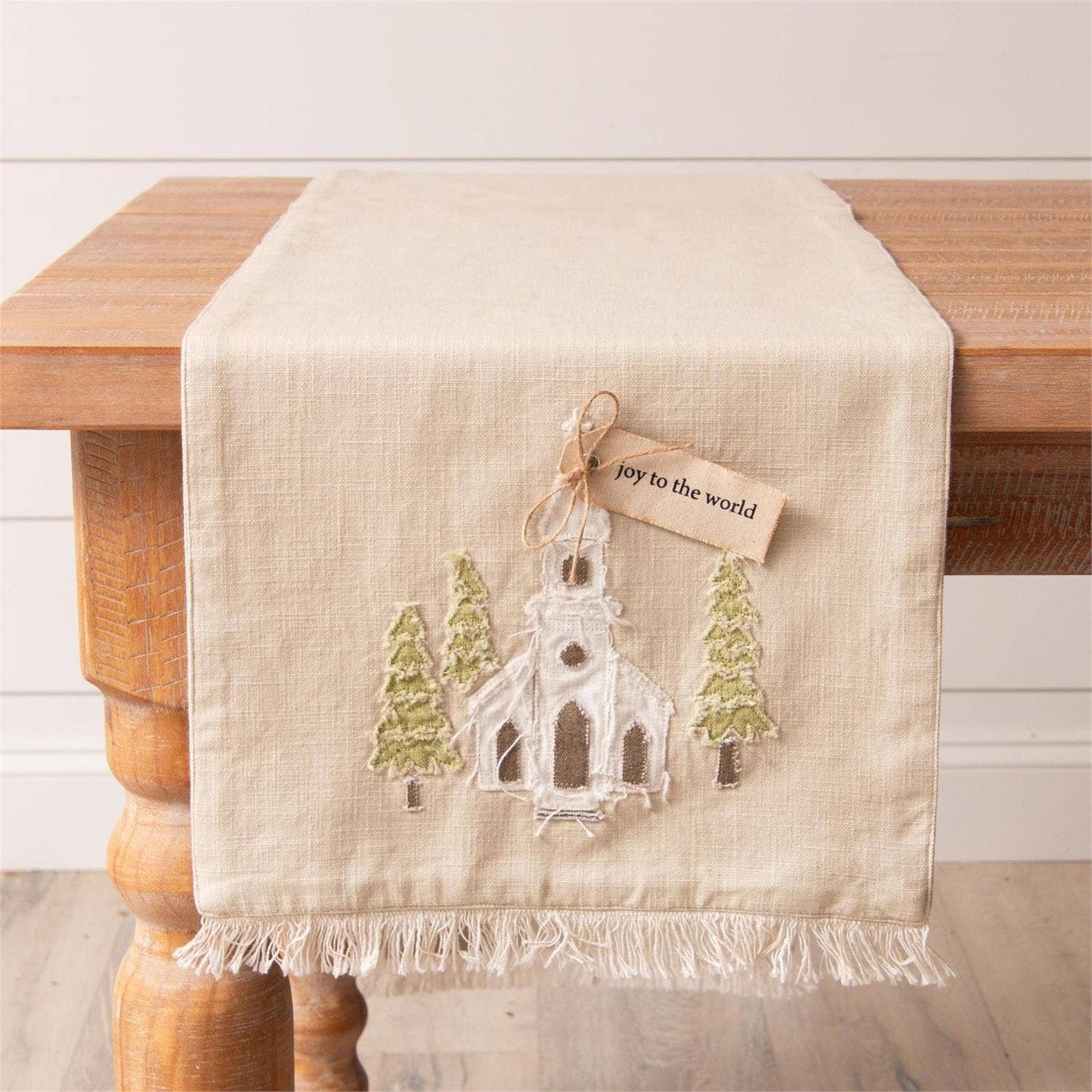 Audrey's Home & Gift - Table Runner - Church Rustic Applique With Fabric Tag (PC)