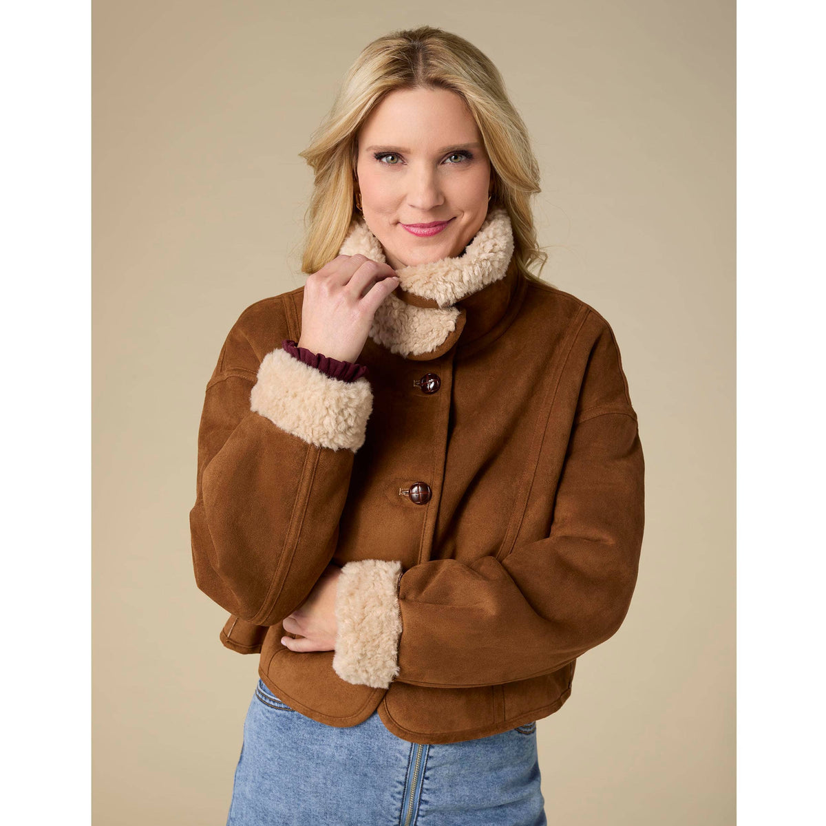 COCO + CARMEN - Harbor Reversible Curly Faux Lamb and Suede Jacket-Fall