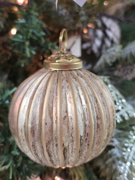 Wholesale Home Decor - Antique Champagne Ball Ornament 3x3x3in
