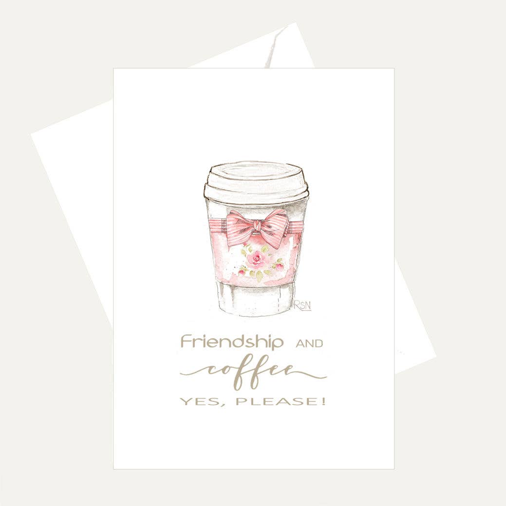 Bellflower Girl - Coffee & Friends Assortment #2 - Rose - Watercolor 4 Cards